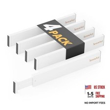 4 Pack Bamboo Drawer Dividers with Labels, Kitchen Adjustable Drawer WHITE