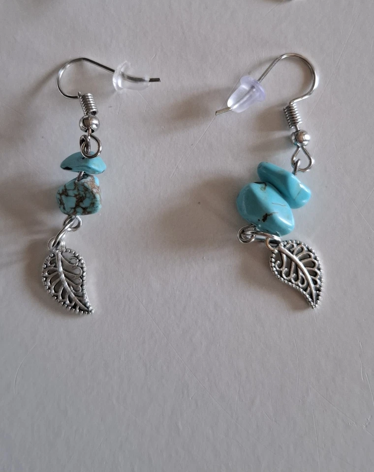 Lot de 3 paires de boucles d'oreilles perles couleur turquoise - Photo 3/4