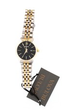 Bulova 98M134 Classic Ladies Black Dial Two-Tone SS Quartz Watch