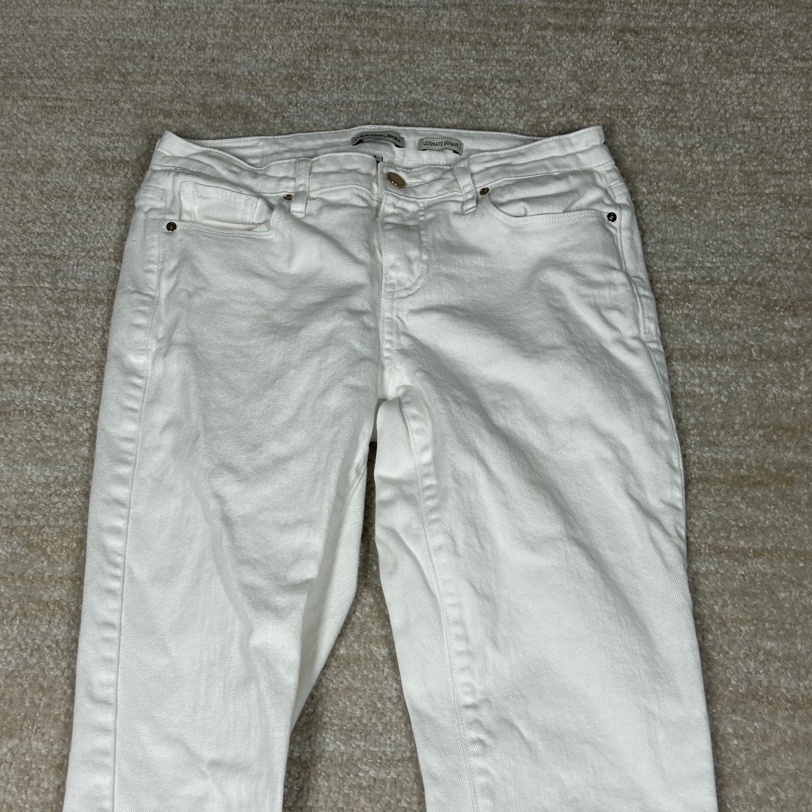 Womens 4 Ultimate Skinny White Stretch Denim Slim Ankle