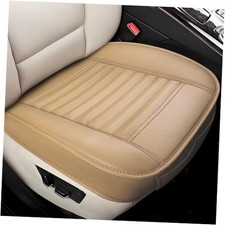 wuyaoyao Car Seat Bottom Cover, Anti-Slip Leather Car Front Seat Cushion Beige