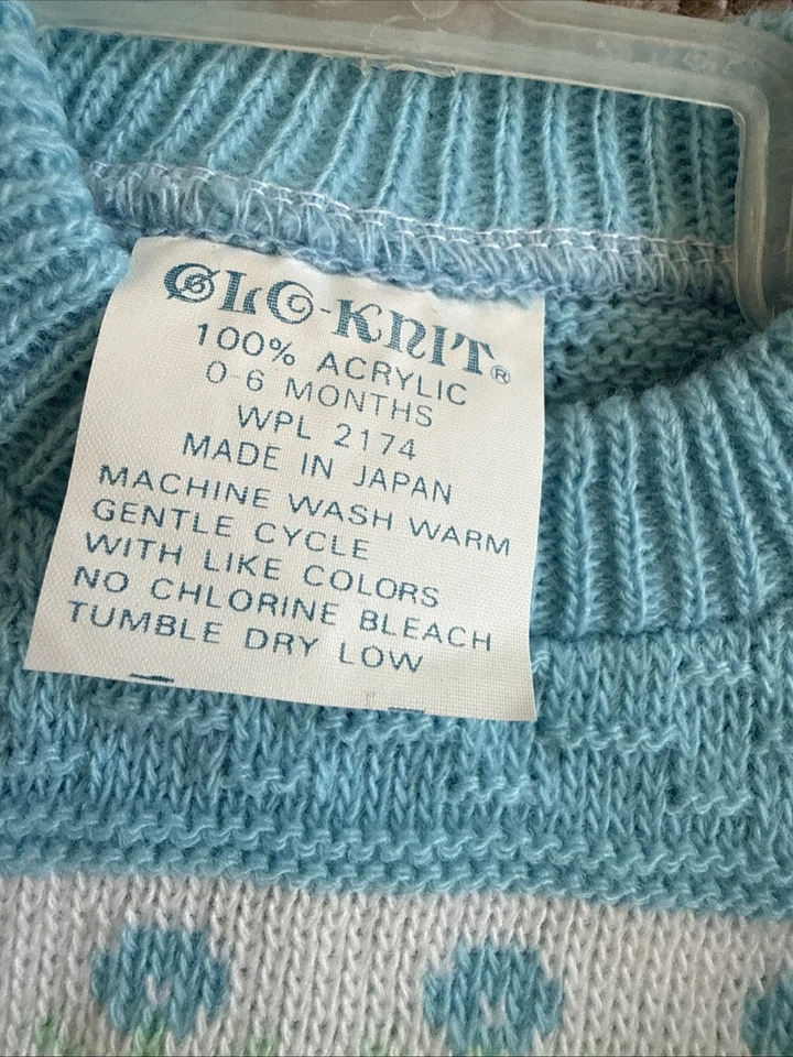 VINTAGE Ragazze GLO-KNIT 2 PEZZI OUTFIT BAMBINO 0-6m Giappone Nuovo con etichette e 18m Maglione Cappello Set - Immagine 2 di 4