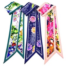Skinny Scarf 3 Pack for Women   Silk-Like Twill Bag  Purse Scarves, Mg-bs-104