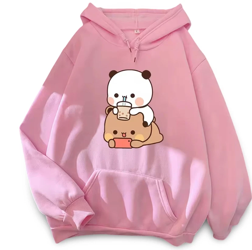 Linda sudadera con capucha Kawaii Bear - sudadera con capucha de invierno Buble Tea para mujer suelta Foto 2 de 4