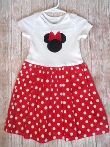 Handmade Minnie Mouse Girls Red Dot Tee Dress - Ready To Ship - Size 6-12M