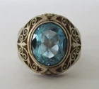 Vintage Sterling Silver Blue Topaz Ring 925 Size 8