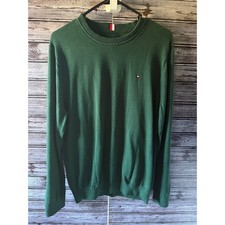 Tommy Hilfiger Women's Long-Sleeved Crew Neck Sweatshirt Size L Green Logo NWOT
