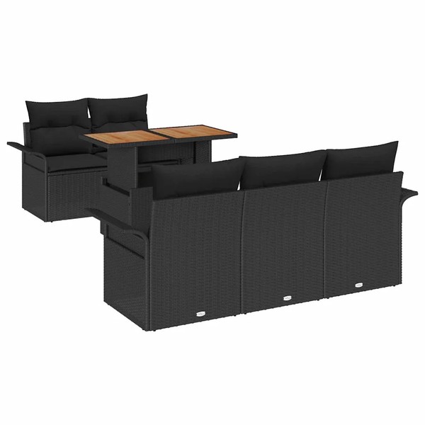 Gartensofa Set Poly-Rattan Schwarz Mit 6 Sitzkissen FüR Garten Terrasse Balkon-image
