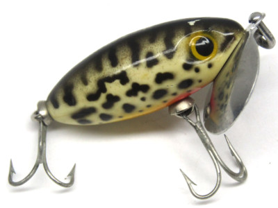 Arbogast Jitterbug Topwater Leurre de pêche au bar, excellent pour la pêche de nuit, grenouille blanche ventrale, 7,6 cm, 1,6 cm