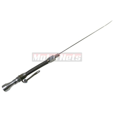 Flexible Braided Small Block Chevy Oil Pan Dipstick 57-79 Billet Aluminum Handle