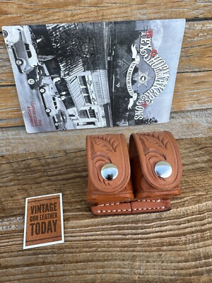 Vintage Tex Shoemaker Oil Tan Floral Double Loader Holder For S&W L Frame .357