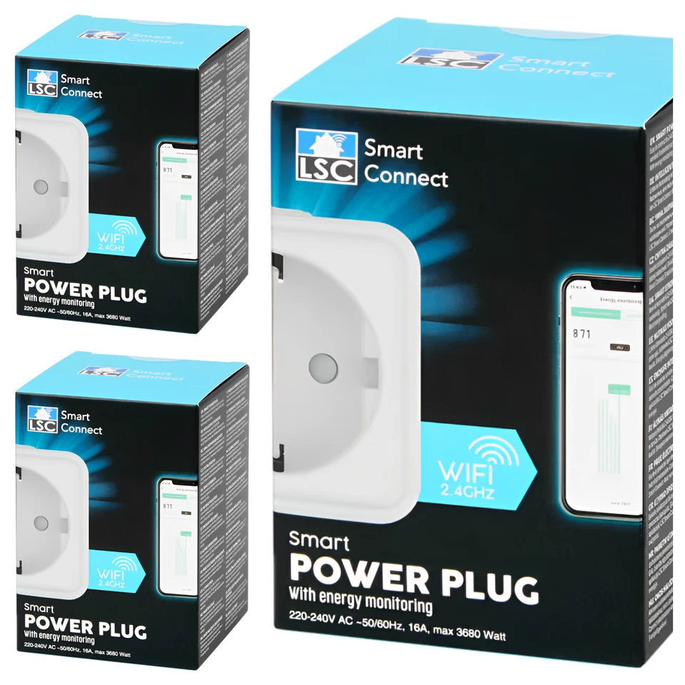 LSC Smart Connect - 3x WLAN Smart Steckdose Set Alexa Google Home Energiemonitor