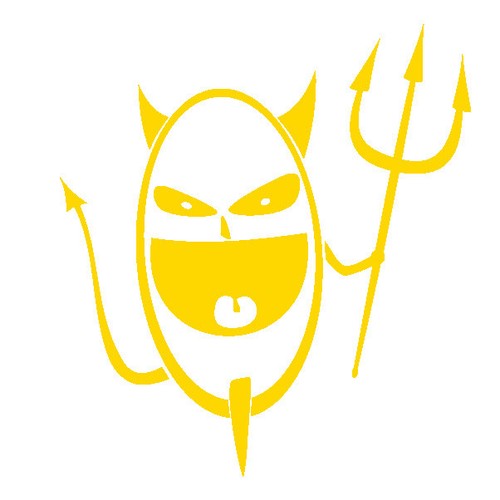 diavolo - adesivo prespaziato - colore giallo - 15cm