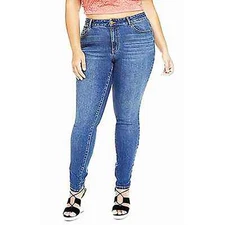 Ftf Women's Plus Size Lycra Beauty Premium Skinny Jeans Medium Indigo Size 16