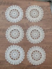6 Untersetzer H&auml;kelarbeit Aus Den 70er Jahren Vintage Farbe &Eacute;cru Beige