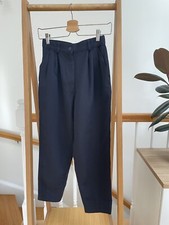 Vintage Navy Pleated Wool Trousers, Japan, Women  s Size XS