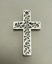 VNTG 925 Sterling Silver Cross Cutout Swirls Filigree Crucifix Charm Pendant 2 g