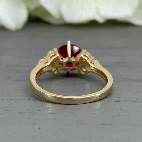 2Ct Round Red Ruby 14K Yellow Gold Finish Solitaire Engagement Ring Lab Created - Picture 4 of 7