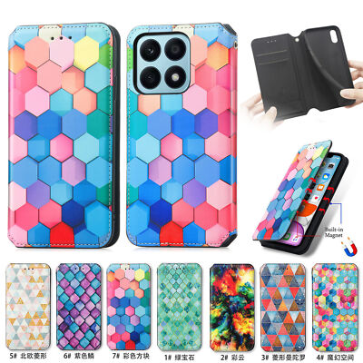 For Honor X8A, Fashion Hybrid Flip Leather Pattern Wallet Stand Soft Case Cover