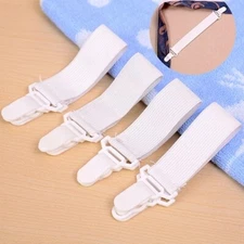 4/Pack Bed Sheet Fasteners - Slip-Resistant Adjustable Clips for Blankets Straps