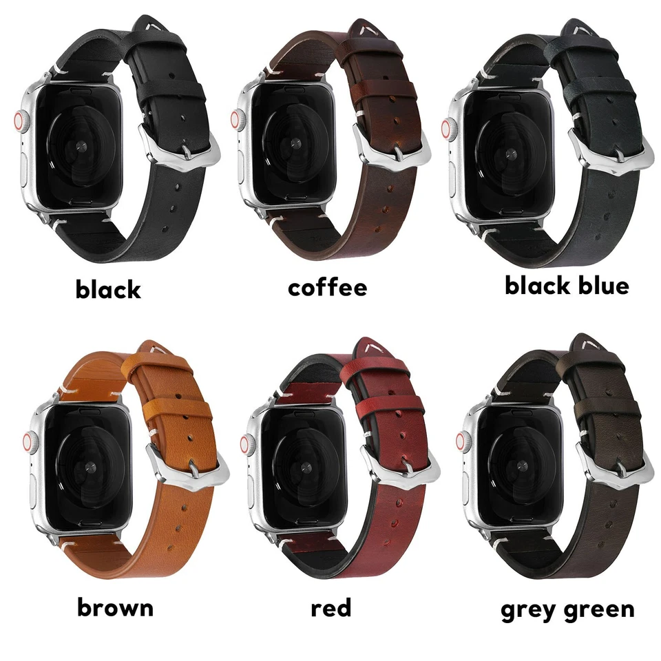Stitching Leather Strap for Apple Watch Band Ultra 49mm 41mm 45 40 44mm 38 42mm - Imagem 2 de 4