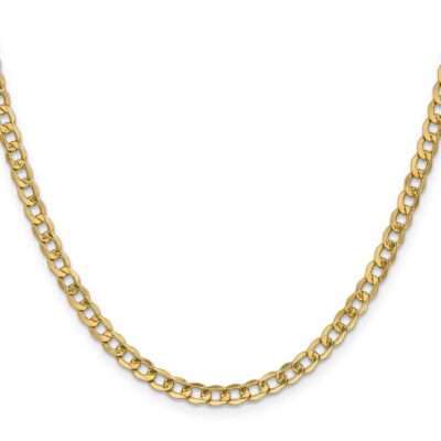 10K Solid Yellow Gold 3-5mm Curb Link Chain Necklace