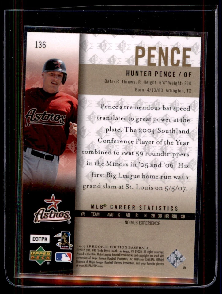 2007 SP Rookie Edition #136 Hunter Pence (RC) - Image 2 of 2
