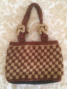 Nuevo Mujeres Bolso de mano Bolsos para el hombro hecho a mano de ganchillo  comprobado Patrón Bolso Marrón Japón | eBay