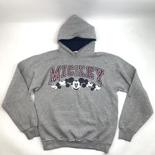 Disney Mickey Mouse Vintage Disney Designs Made in USA Gray Hoodie Pullover M