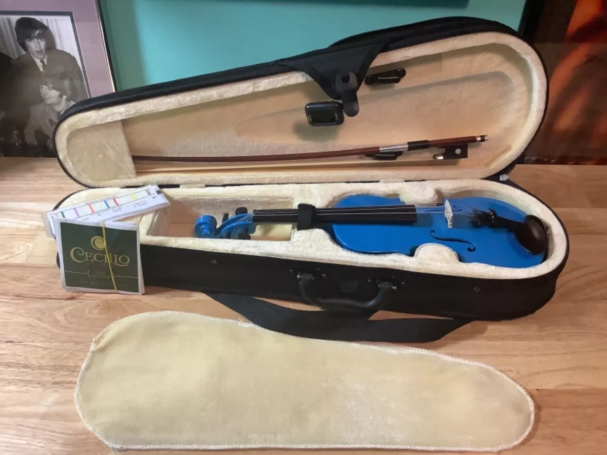 Classic Mendini Violin by Cecilio Model MV Blue with Case Bow