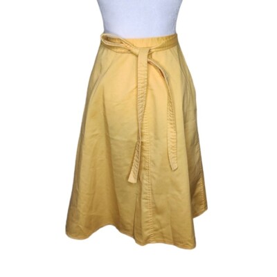 Vintage 70s 80s Wrap Skirt Womens Size S Yellow Denim Brushed Cotton  Pockets