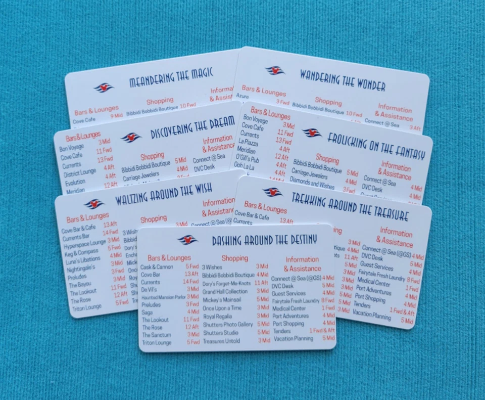 DECK LOCATORS DCL Cruise Deck Locator® - Deck Finder - Wayfinder Cards - Disney Cruise Line