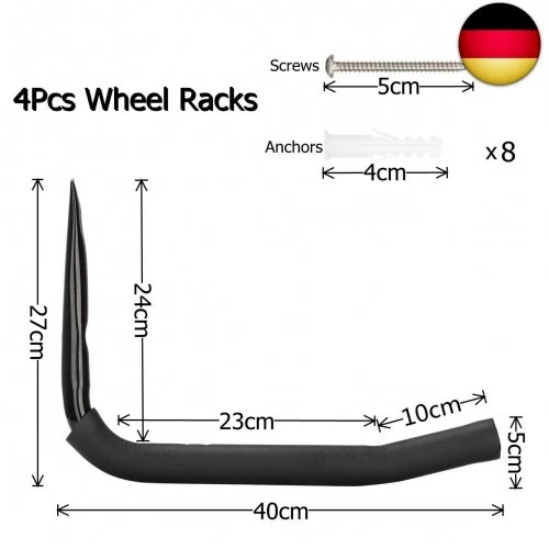 pipabiba Robuste Garagenaufbewahrungs-Radaufhänger, 40 cm Wandhalterung, - Bild 2 von 7