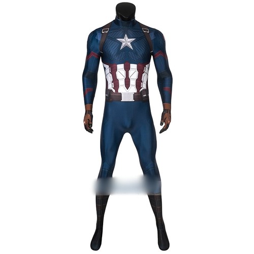 Captain America Costume Avengers Endgame Cosplay Jumpsuit Halloween Adult - Picture 4 of 11