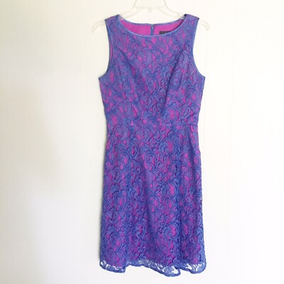 Adrianna Papell Lace Overlay Dress Purple Pockets