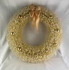 Vtg Consolidated Novelty Flocked Gold Yellow Bottle Brush Christmas Wreath 15 In