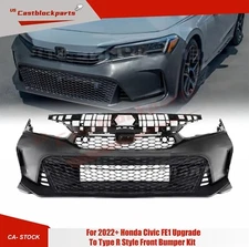 For 2022+ Honda Civic Upgrade To Type R Style Front Bumper Body Kit w/Grille