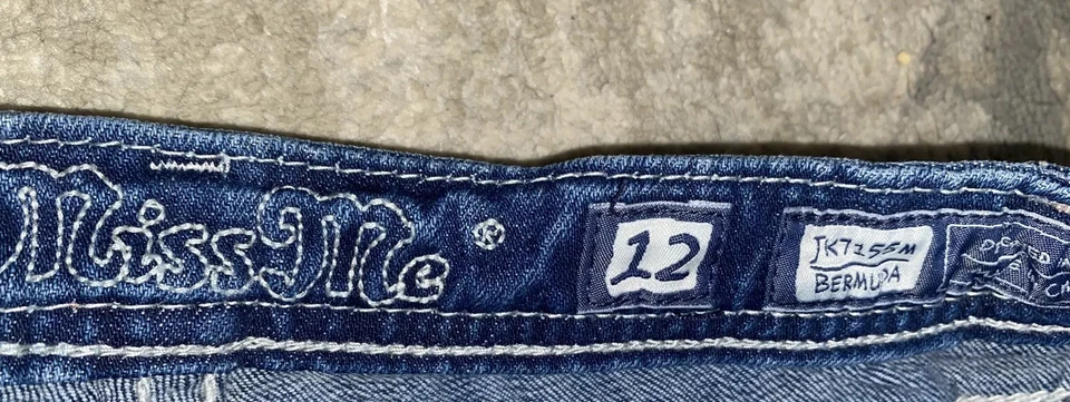 MISS ME Denim Stretch Bermuda Shorts Slim Size 12 Girls Youth - Image 4 of 4