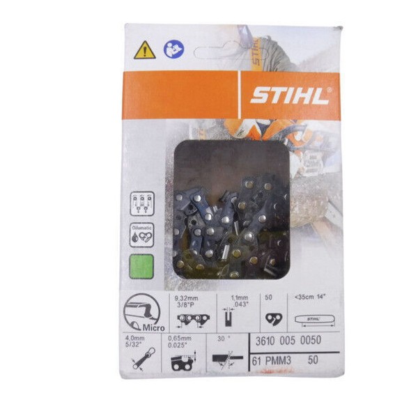 STIHL Oilomatic 61PMMC3-44 Sägekette – 3/8 Zoll Teilung, 0,043 Zoll Stärke, 44 Treibglieder