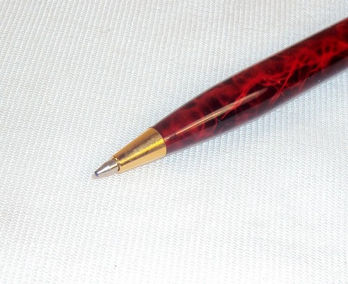 Executive 2 Ballpoint Pen Gift Set ~ Red & Blue Marble Pattern w/Gold Tone Trim - Picture 4 of 10
