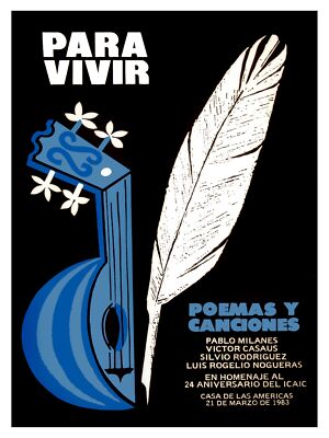 3124.Para vivir Poems and songs Pablo Milanes Poster.blue Decorative trova Art