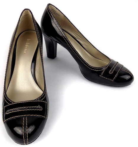 Liz Claiborne Womens Jordana Heels Size 8M Black Faux Patent Leather Pumps - Picture 9 of 10