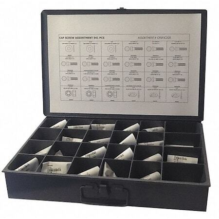 Zoro Select Cps1pjc2gr Hex Head Cap Screw Assortment, Steel, Zinc Plated Finish-image