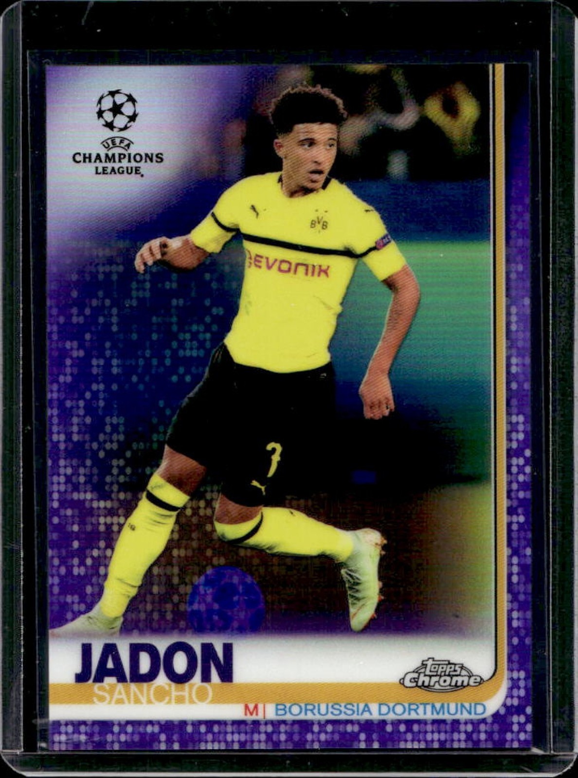 2018 Topps Chrome UEFA Jadon Sancho Purple Refractor #96/250 Dortmund