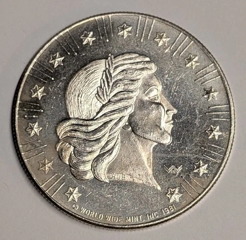 Vintage 1 oz .999 Fine Silver ~ 1981 World Wide Mint Eagle Round
