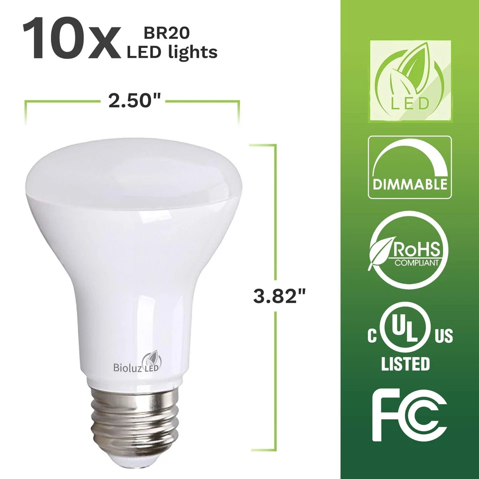 Light Bulb BR20 Light Bulbs 3000K Bright Soft White LED Bulbs 6W=50W Replacem... - Image 2 of 4