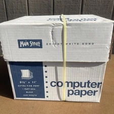 Main Street Dot Matrix Computer Paper 9.5 X11” 2500 Sheets Sealed Box