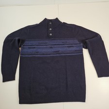 DKNY Sweater Mens Medium Wool Blend Button Pullover Mock Neck Knit Warm