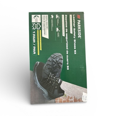 #ad PARKSIDE Leather Safety Shoes S3 Black EU 46 US 12 1 Pair Protective Footwear $38.95