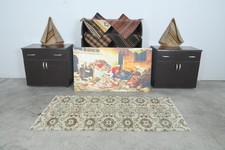 3x6 ft rugs, antique turkish carpet vintage oushak rug hand-knotted wool rug,304